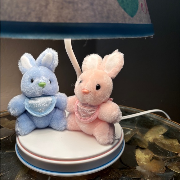 Dolly Inc. Vintage Somebunny Pink Blue Yellow Bunny Children’s Lamp Kids - Picture 2 of 6